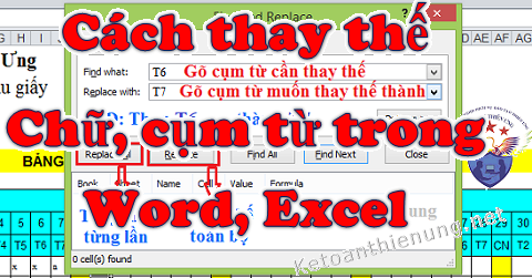 cách thay thế chữ trong excel và word