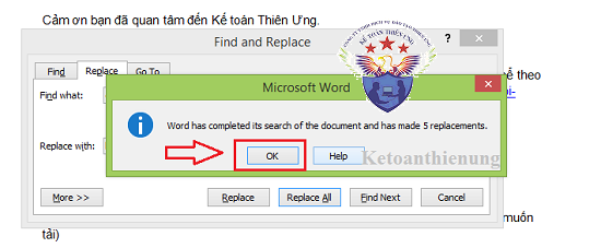 cách thay thế chữ trong word