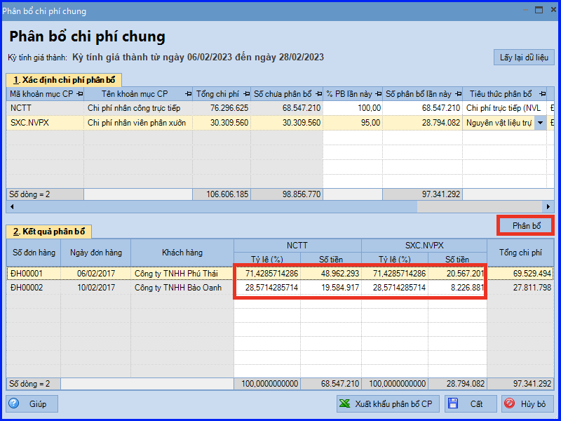 Cách tính giá thành đơn hàng trên Misa theo Thông tư 133 17