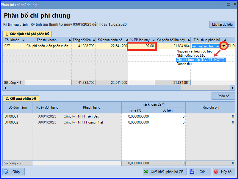 Cách tính giá thành đơn hàng trên Misa theo Thông tư 200 15