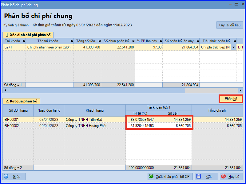 Cách tính giá thành đơn hàng trên Misa theo Thông tư 200 16