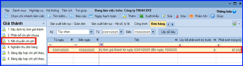 Cách tính giá thành đơn hàng trên Misa theo Thông tư 200 17