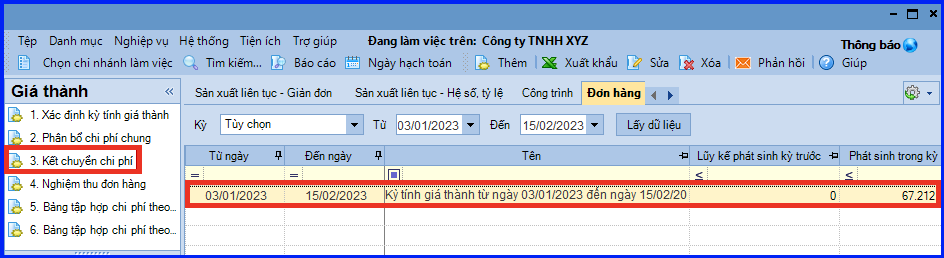 Cách tính giá thành đơn hàng trên Misa theo Thông tư 200 17