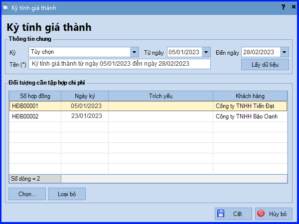 Cách tính giá thành theo hợp đồng trên Misa áp dụng Thông tư 133 15