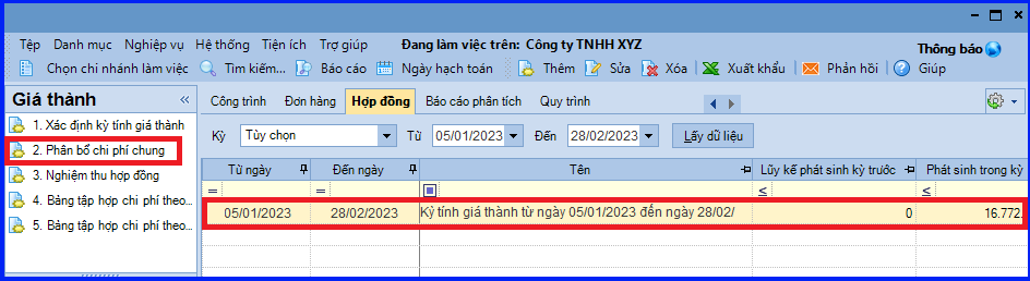 Cách tính giá thành theo hợp đồng trên Misa áp dụng Thông tư 133 16