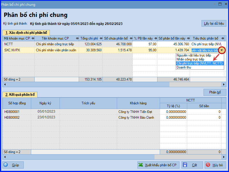 Cách tính giá thành theo hợp đồng trên Misa áp dụng Thông tư 133 18