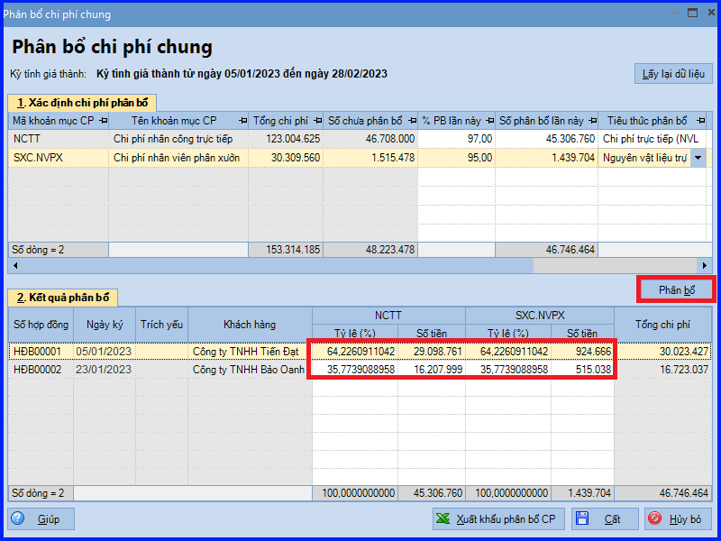 Cách tính giá thành theo hợp đồng trên Misa áp dụng Thông tư 133 19