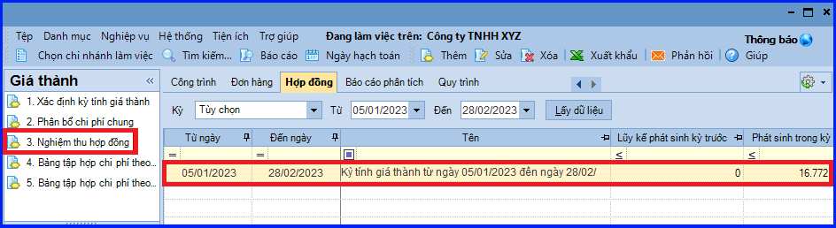 Cách tính giá thành theo hợp đồng trên Misa áp dụng Thông tư 133 20