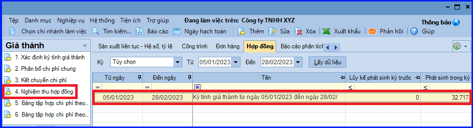 Cách tính giá thành theo hợp đồng trên Misa áp dụng Thông tư 200 23