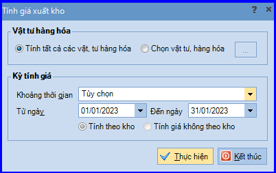 Cách tính giá xuất kho trên Misa 4
