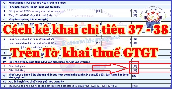 chỉ tiêu 37 và 38 trên tờ khai thuế GTGT