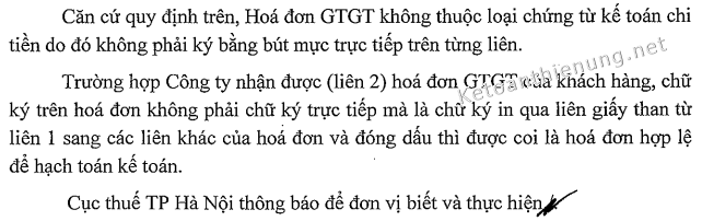 có cần phải ký sống trên hóa đơn