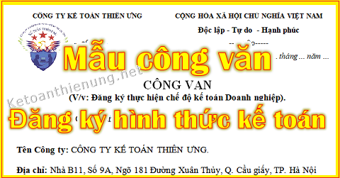 Công văn đăng ký hình thức kế toán Công văn đăng ký hình thức kế toán