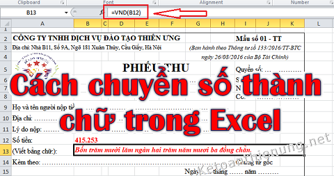 đổi số thành chữ trong excel