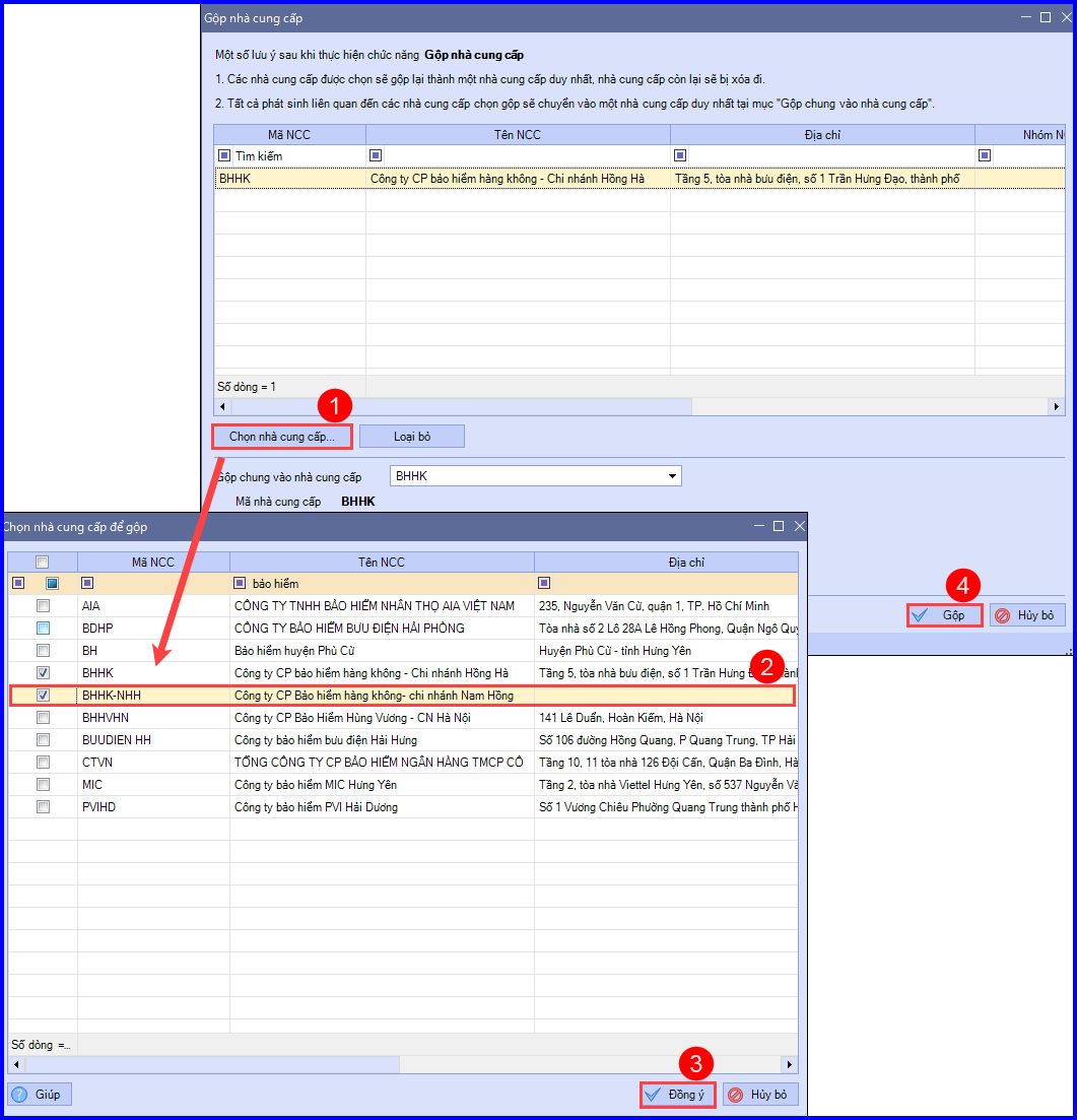 Hướng dẫn gộp nhà cung cấp 3