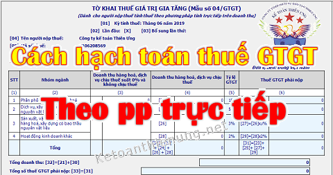 cách hạch toán thuế gtgt theo pp trực tiếp