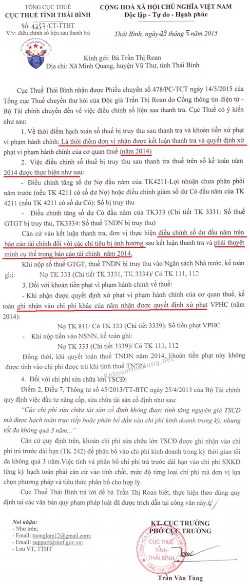 cách hạch toán truy thu thuế