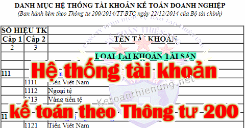 hệ thống tài khoản kế toán theo thông tư 200