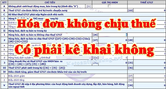 hóa đơn không chịu thuế có phải kê khai không