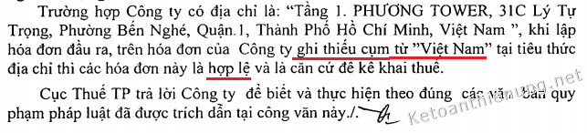 hóa đơn thiếu chữ việt nam