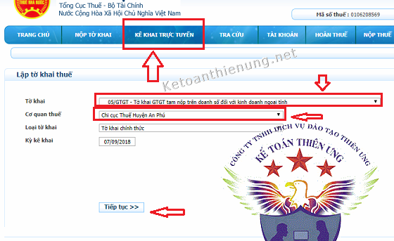 hướng dẫn kê khai thuế vãng lai trực tuyến