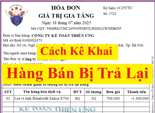 Cách kê khai thuế hàng bán bị trả lại theo Nghị định 70 2025 Cách kê khai thuế hàng bán bị trả lại theo Nghị định 70 2025
