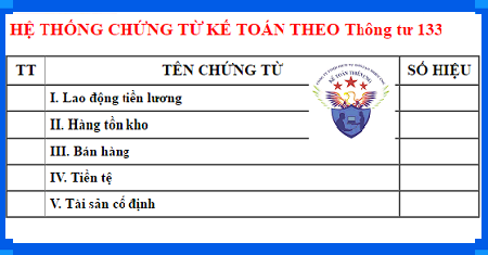 mẫu chứng từ kế toán theo thông tư 133