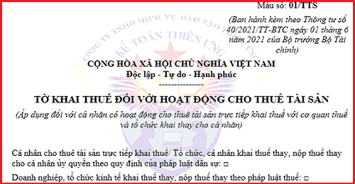 mẫu 01/tts tờ khai thuế cho thuê tài sản theo tt 40 mẫu 01/tts tờ khai thuế cho thuê tài sản theo tt 40