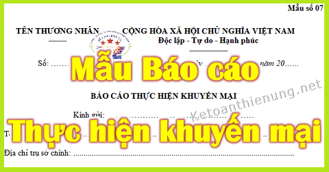 Mẫu báo thực hiện khuyến mãi mẫu 07