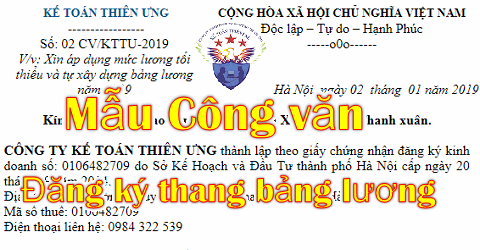 công văn đăng ký thang bảng lương năm 2020