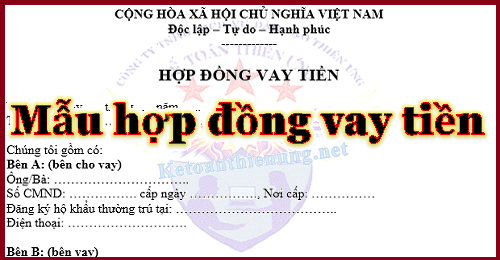 mẫu hợp đồng vay tiền cá nhân công ty