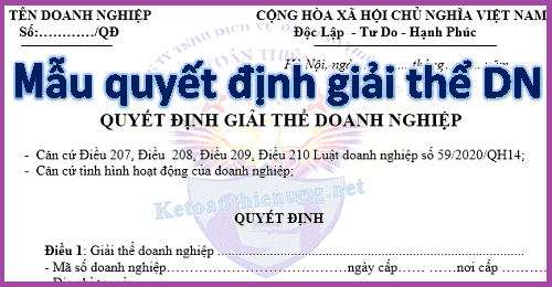 mẫu quyết định giải thể doanh nghiệp