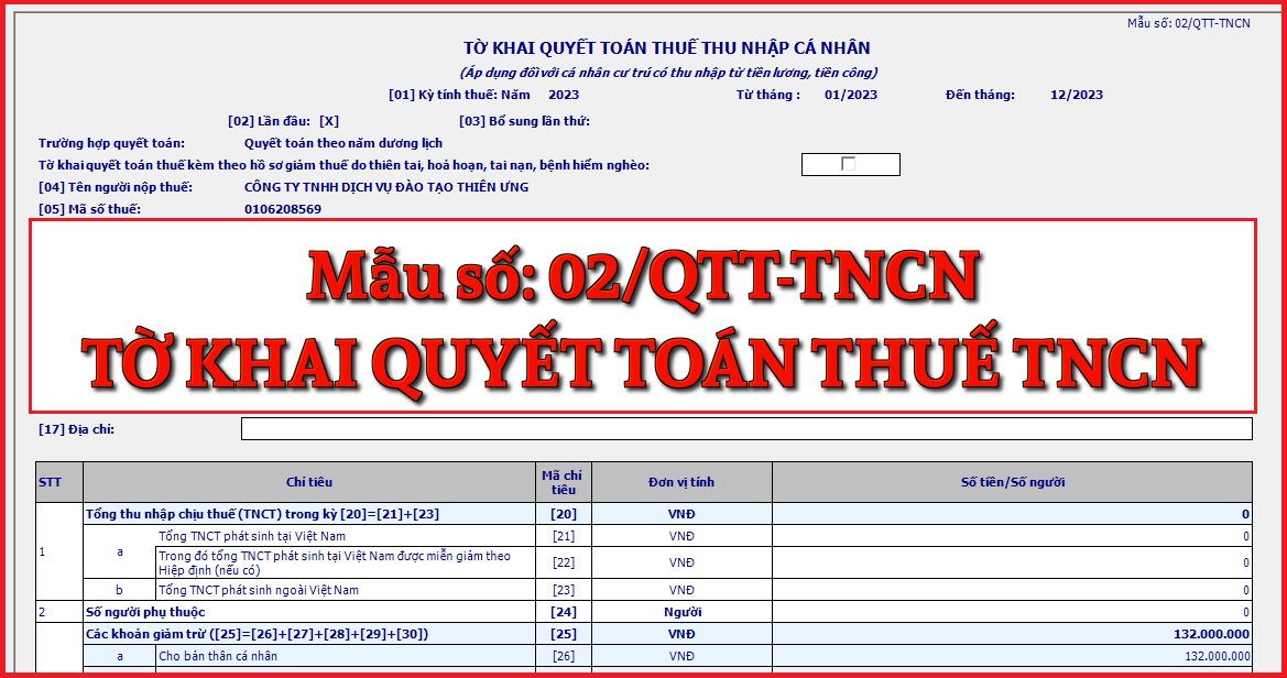 Mẫu số 02/QTT-TNCN Tờ khai quyết toán thuế thu nhập cá nhân theo TT 80/2021 Mẫu số 02/QTT-TNCN Tờ khai quyết toán thuế thu nhập cá nhân theo TT 80/2021