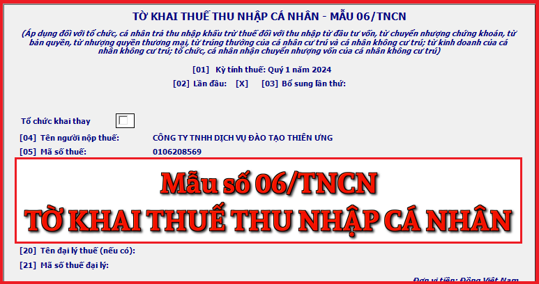 Mẫu số 06/TNCN Tờ khai thuế thu nhập cá nhân theo TT 80/2021 Mẫu số 06/TNCN Tờ khai thuế thu nhập cá nhân theo TT 80/2021