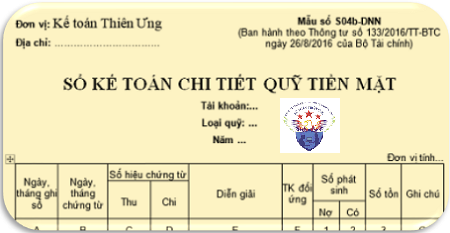 mẫu sổ kế toán chi tiết quỹ tiền mặt