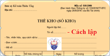 mẫu thẻ kho sổ kho cách lập