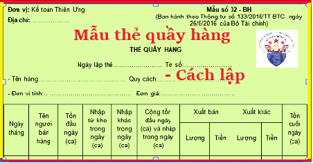 mẫu thẻ quầy hàng