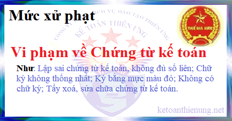 mức phạt quy định về chứng từ kế toán