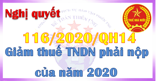 Nghị quyết 116 giảm thuế tndn phải nộp năm 2020