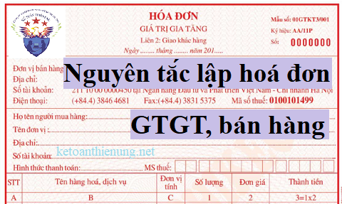 nguyên tắc lập hoá đơn GTGT bán hàng