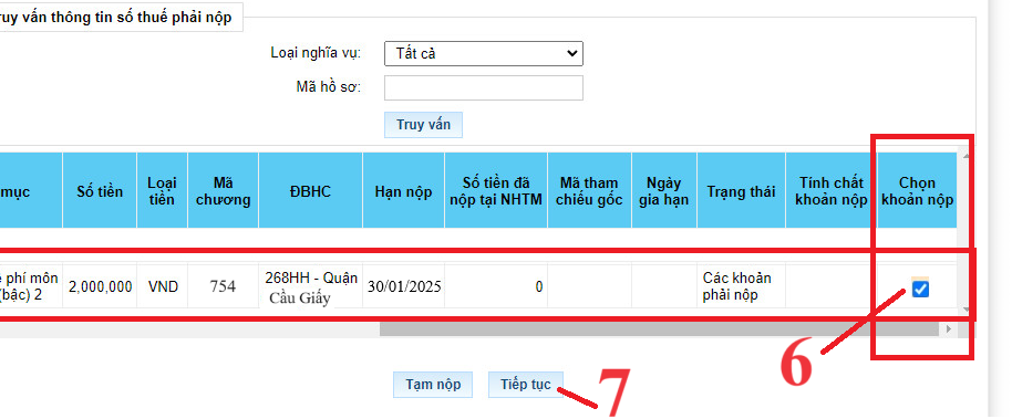 Nộp lệ phí môn bài qua mạng thuedientu