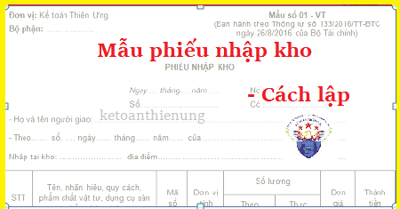 mẫu phiếu nhập kho cách lập