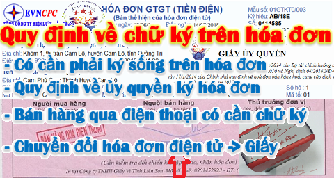 quy định về chữ ký trên hóa đơn GTGT điện tử