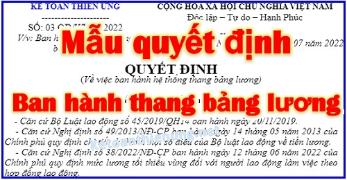 quyết định ban hành hệ thống thang bảng lương