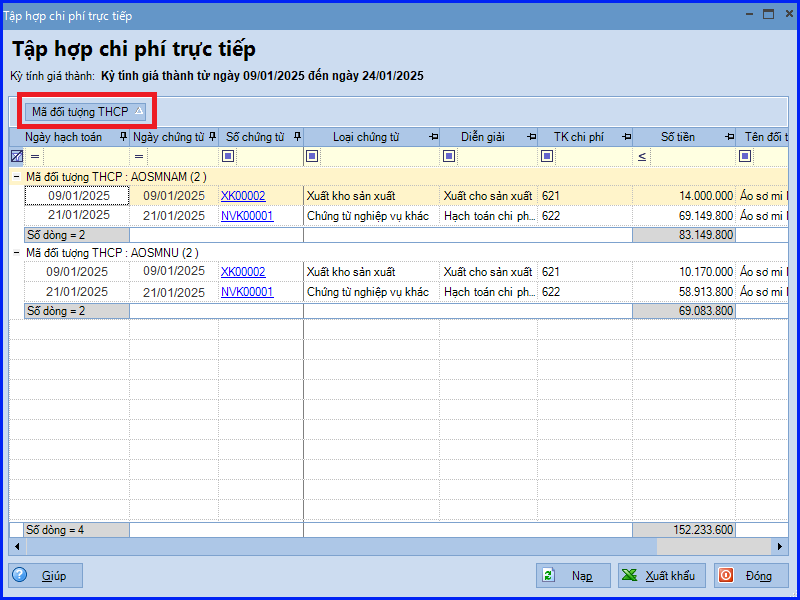 Cách tập hợp chi phí trực tiếp trên Misa theo Thông tư 200 1