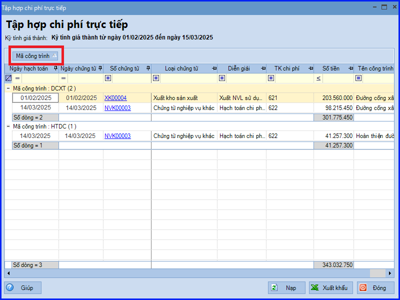 Cách tập hợp chi phí trực tiếp trên Misa theo Thông tư 200 2