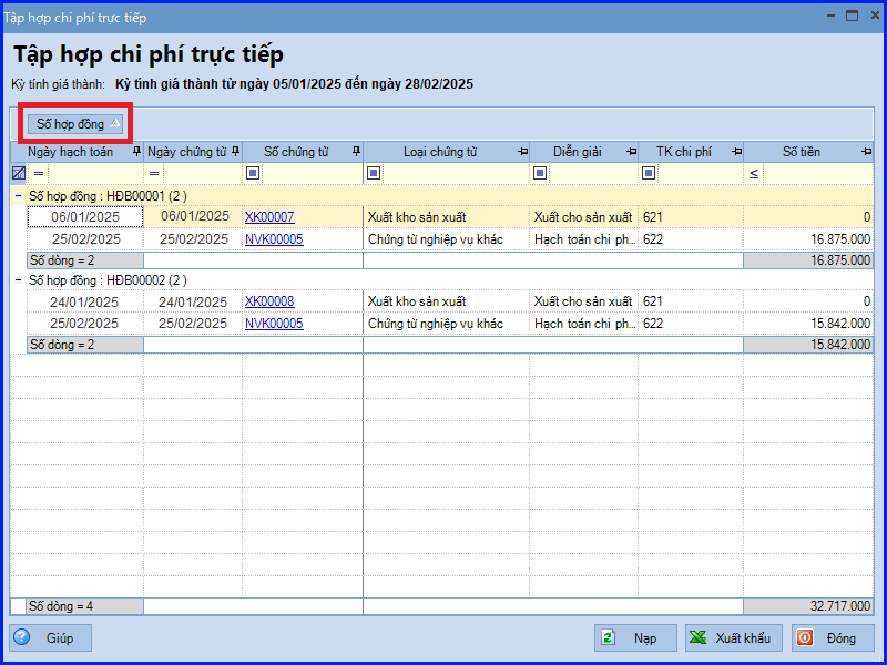 Cách tập hợp chi phí trực tiếp trên Misa theo Thông tư 200 4