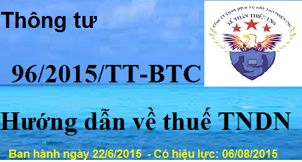 thông tư 96 hướng dẫn về thuế TNDN