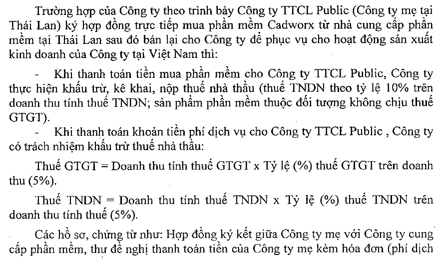 tính thuế nhà thầu nhập khẩu phần mềm