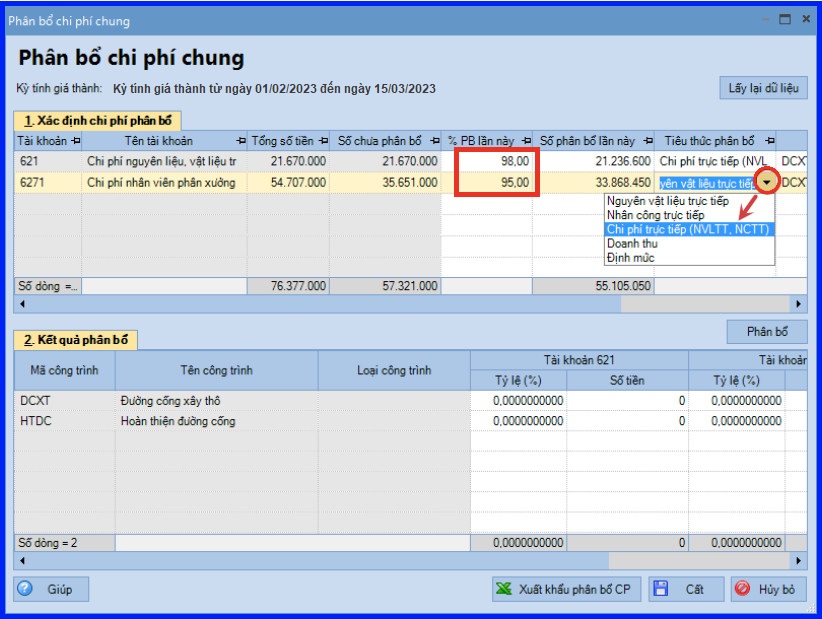 Cách tính giá thành theo công trình vụ việc trên Misa theo Thông tư 200 12